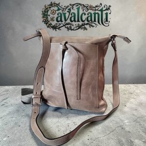 Cavalcanti Taupe Leather Crossbody Bag Made In ITALY
